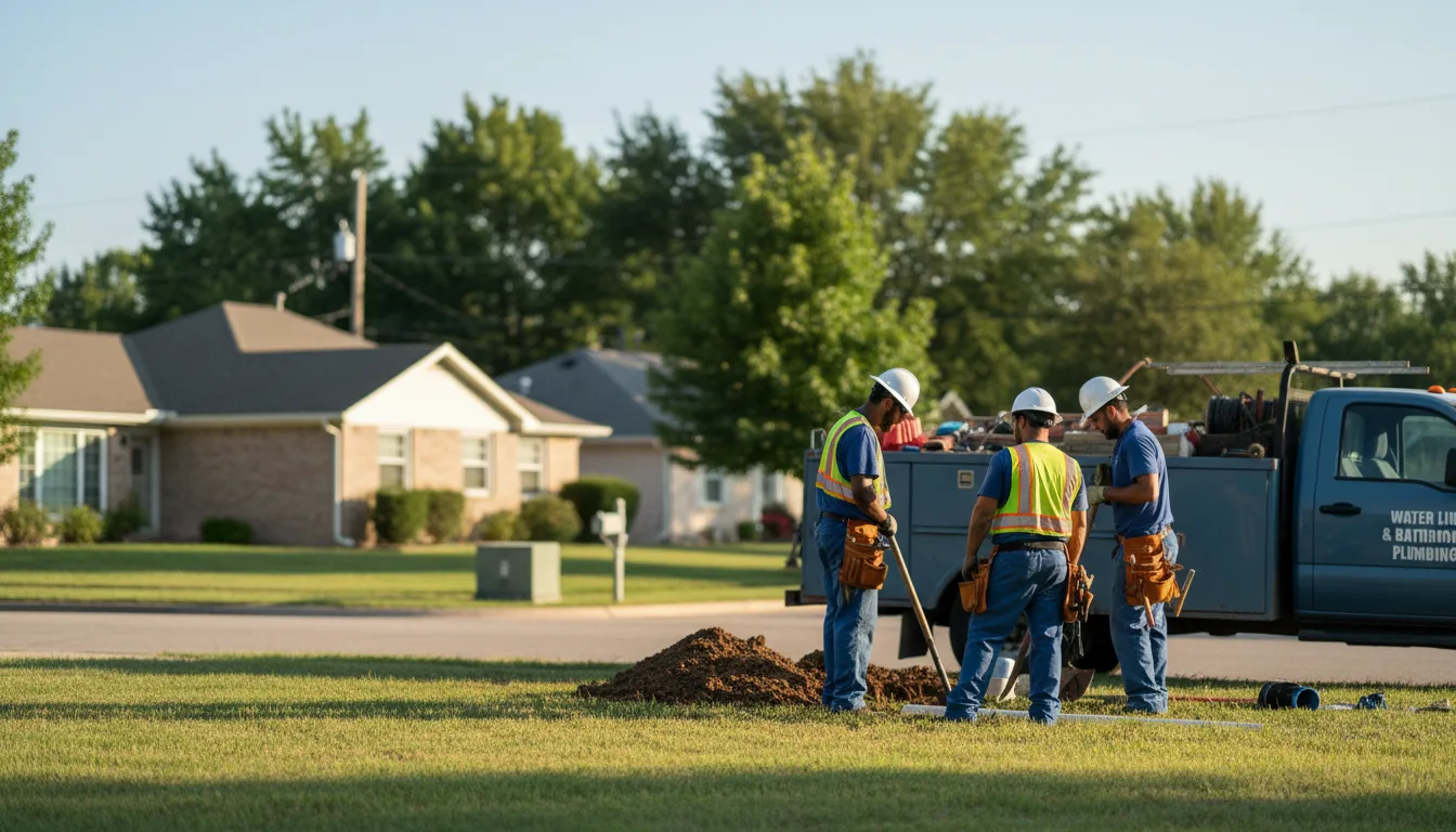 Residential water line and bathroom plumbing service in Schwertner, TX